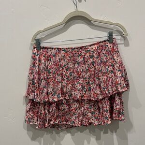 Zara Floral Ruffle Mini Skirt - Pink and Green